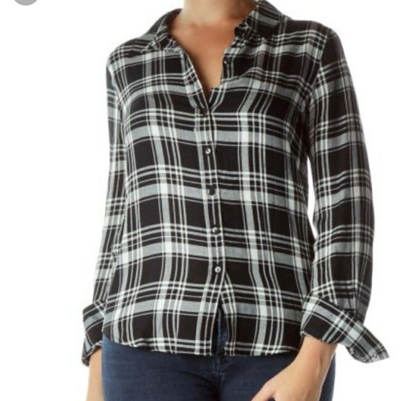 Olive & Oak Tops - Olive & oak black and white plaid flannel shirt